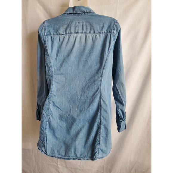 J Jill Womens Denim Button Down Collard Tapered Top Size XS - Picture 8 of 12